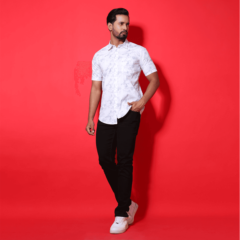 MENS SHORT SLEEVE CASUAL SHIRT - SLIM FIT