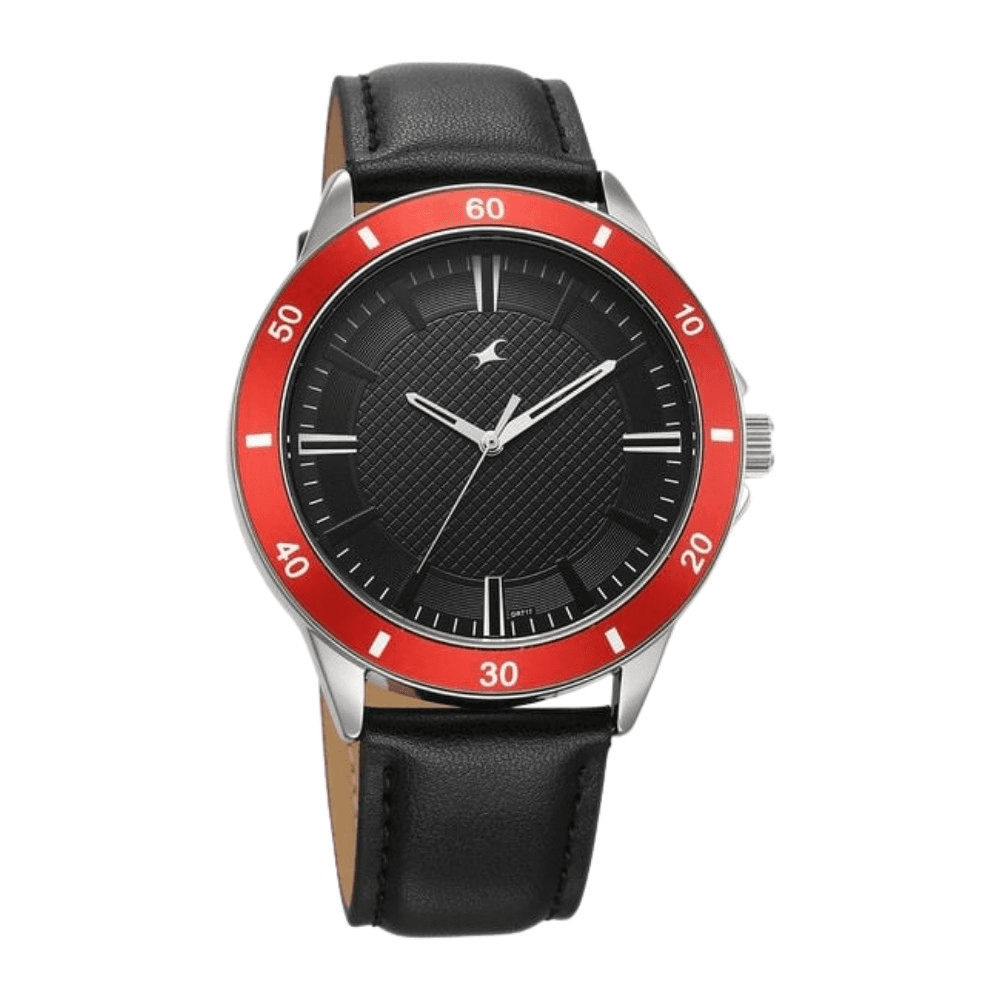 Fastrack 38160SL01 Stunners X Black Dial Leather Watch For Guys