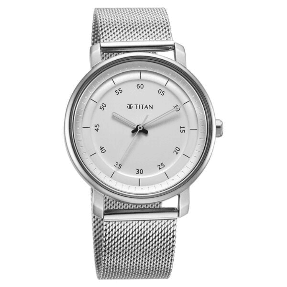 Titan Workwear Quartz Analog Silver Dial Stainless Steel Strap Watch for Men (1884SM01)
