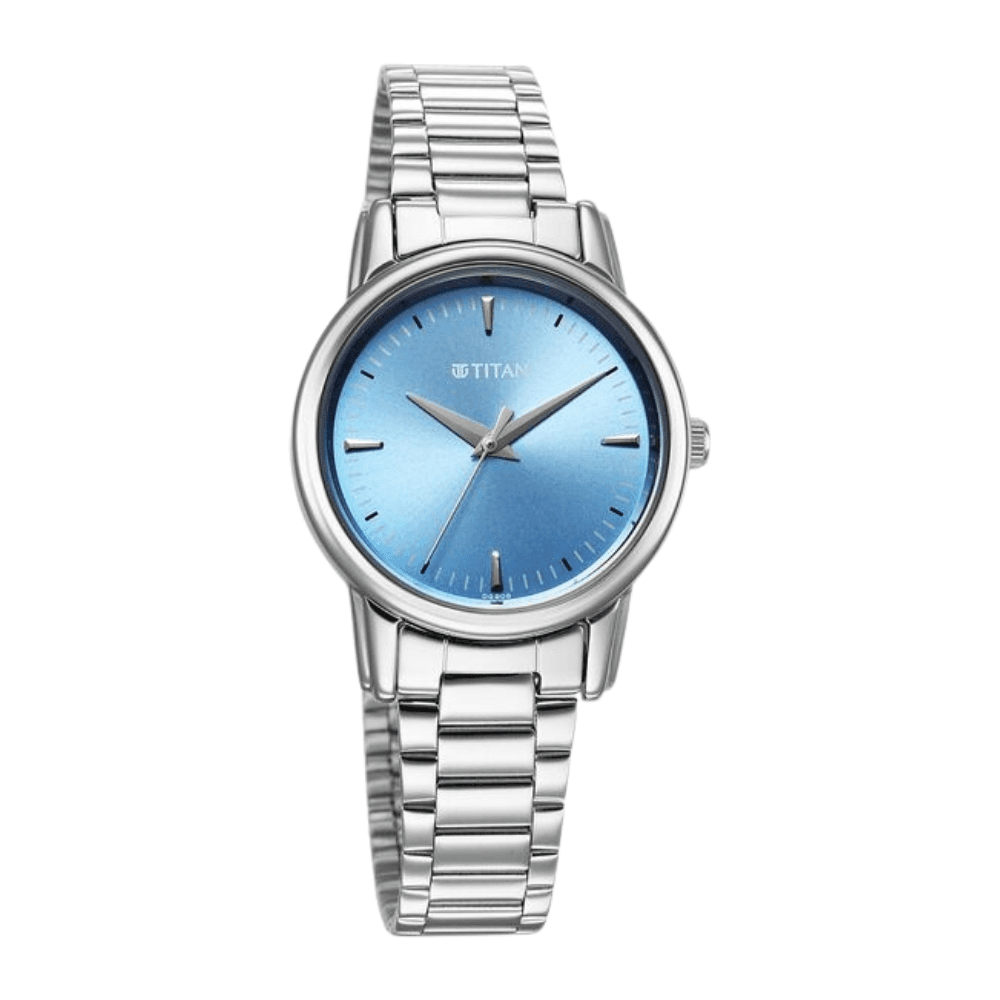 Titan Karishma Quartz Analog Blue Dial Silver Stainless Steel Strap Watch For Women (2760SM02)