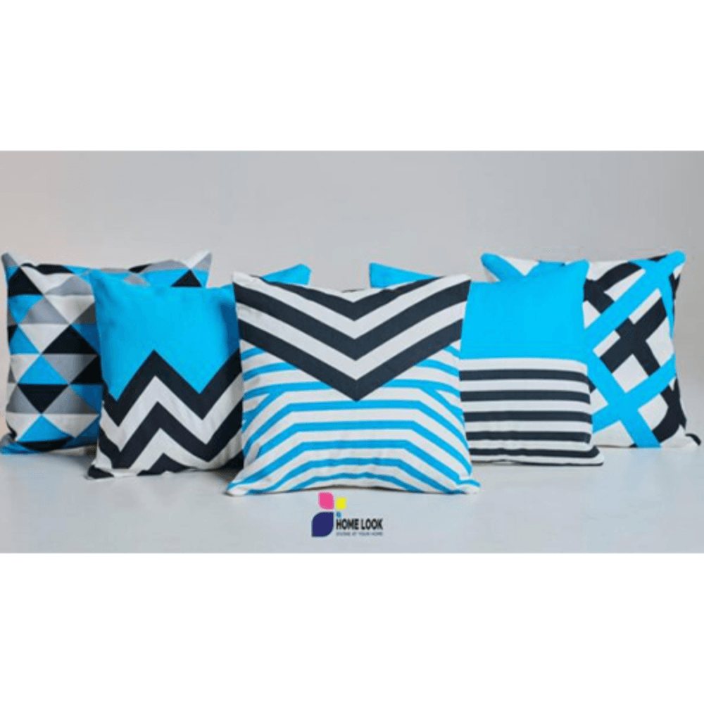 Blue Geometric Cushion Cover Set