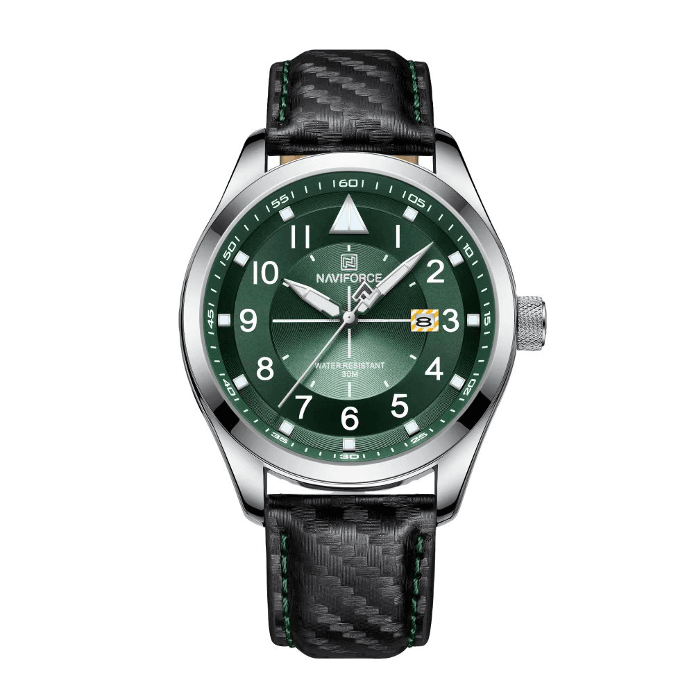 Naviforce NF 8022 Analog Pu Leather Watch for Men Green