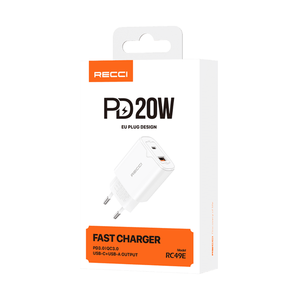 Recci RC49E 20W Fast Charging Travel Charger