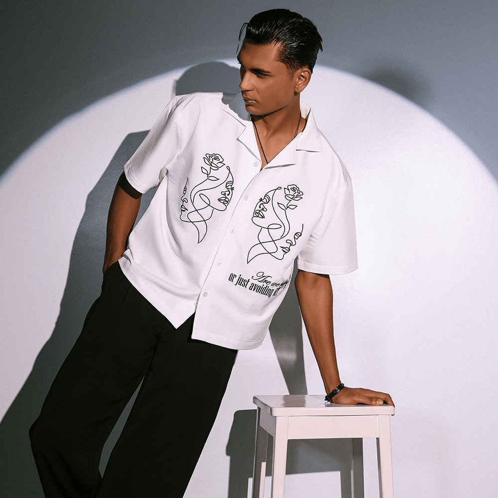 DHEU MEN'S CUBAN COLLAR SHIRT