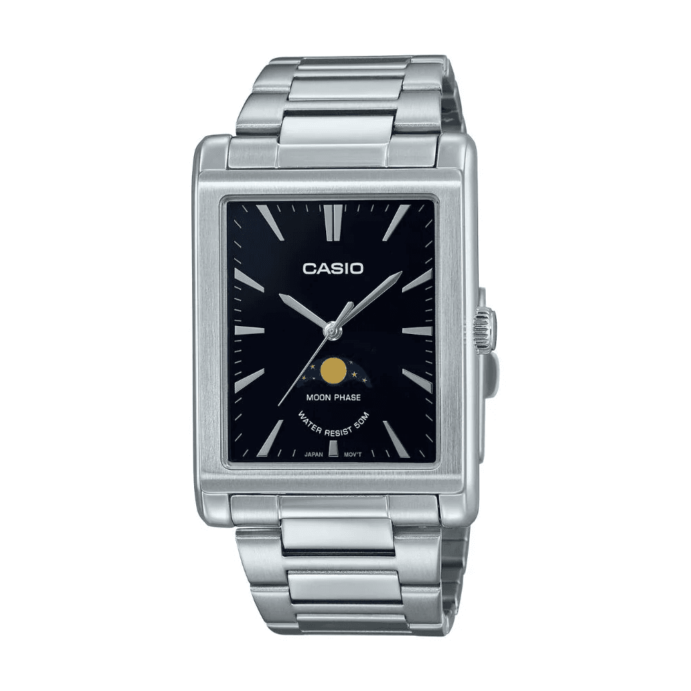 Casio Enticer Moon Phase Black Dial Men's Watch - MTP-M105D-1AVDF