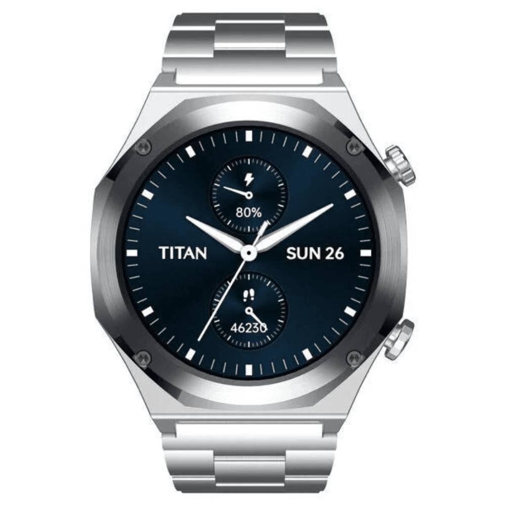 Titan Maestro Premium Metal Smartwatch with All SS construction, SingleSync BT Calling, Functional Crown
