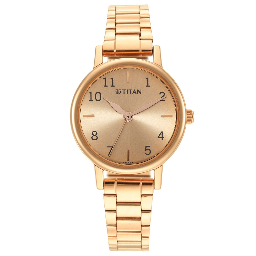 Titan Ladies Karishma Rose Gold Dial Metal Strap Watch (2678WM01)