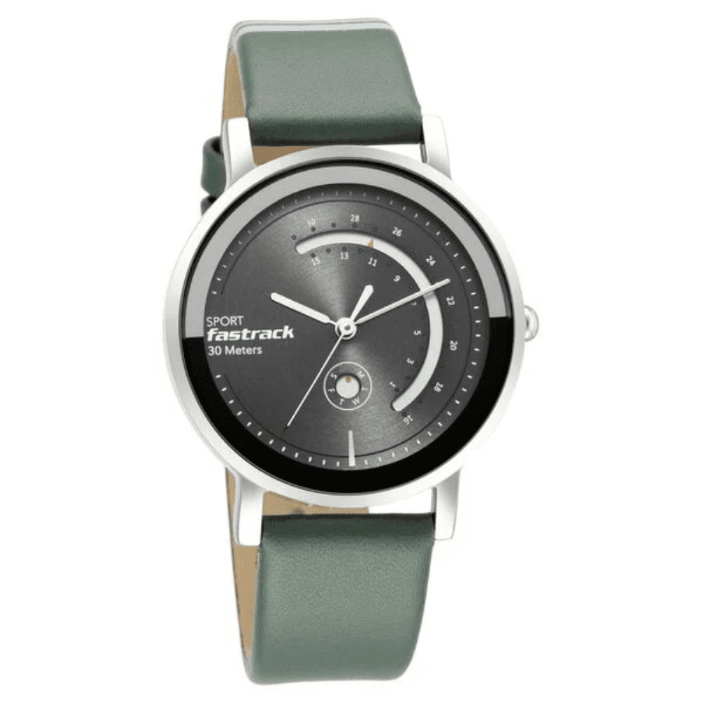 Fastrack 6172SL04 Wear Your Look Day Date Grey Dial Leather Watch for Girls