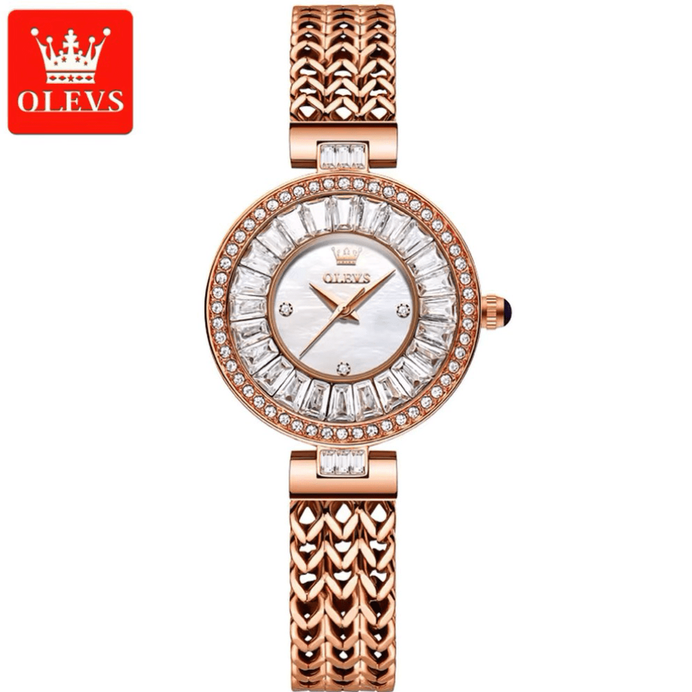 OLEVS 9959 Exclusive Design Watch for Women – Rose Gold & Silver