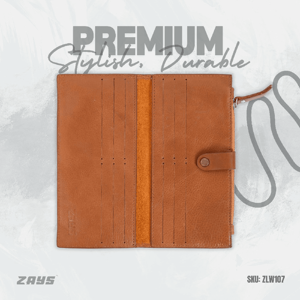 Zays Premium Leather Wallet for Men & Women – Full Grain Oil Pull Up Leather, 12 Card Slots, YKK Zipper, Stylish & Durable Wallet for Everyday Use