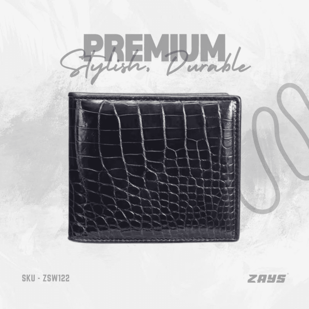 ZAYS Premium Handcrafted Crocodile Embossed Leather Bifold Wallet for Men And Women
