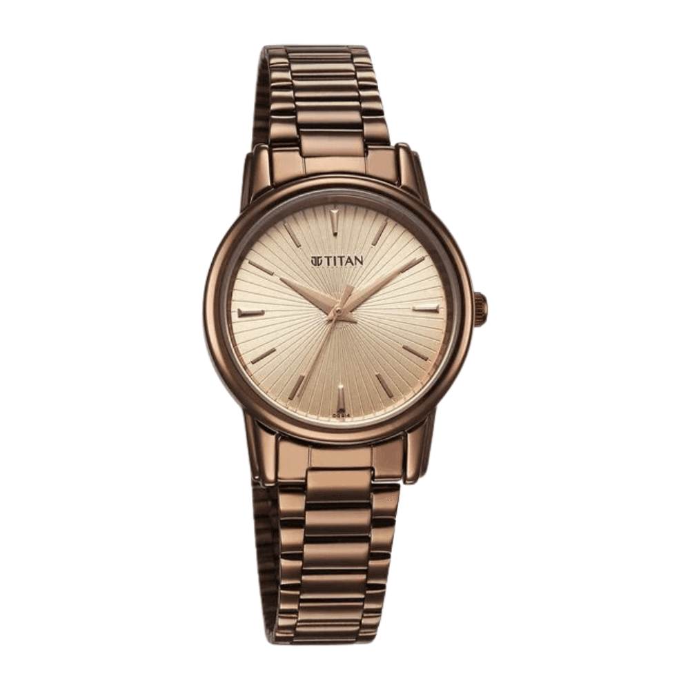 Titan Karishma Quartz Analog Beige Dial Brown Stainless Steel Strap Watch For Women (2760QM01)