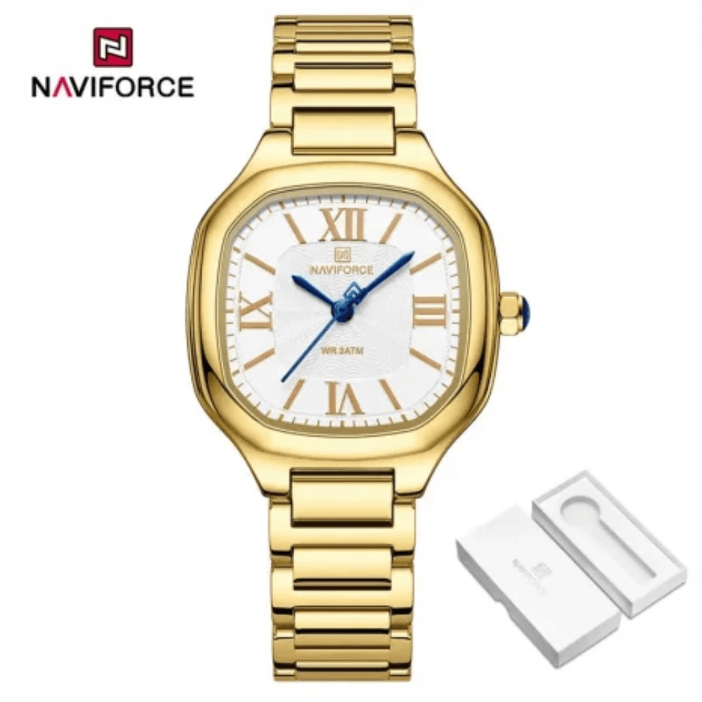 NAVIFORCE 5042 Golden White Stainless Steel Womens Watch