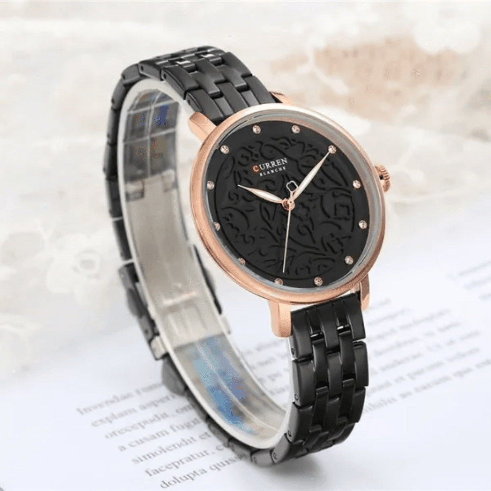 Curren C9046L Stainless Steel Analog Watch for Women – Black