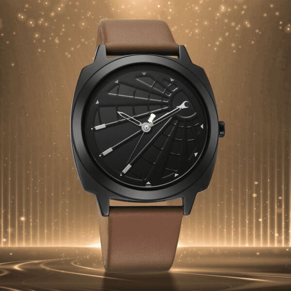 Fastrack Groove Quartz Analog Black Dial Guys Leather Watch (3322NL01)