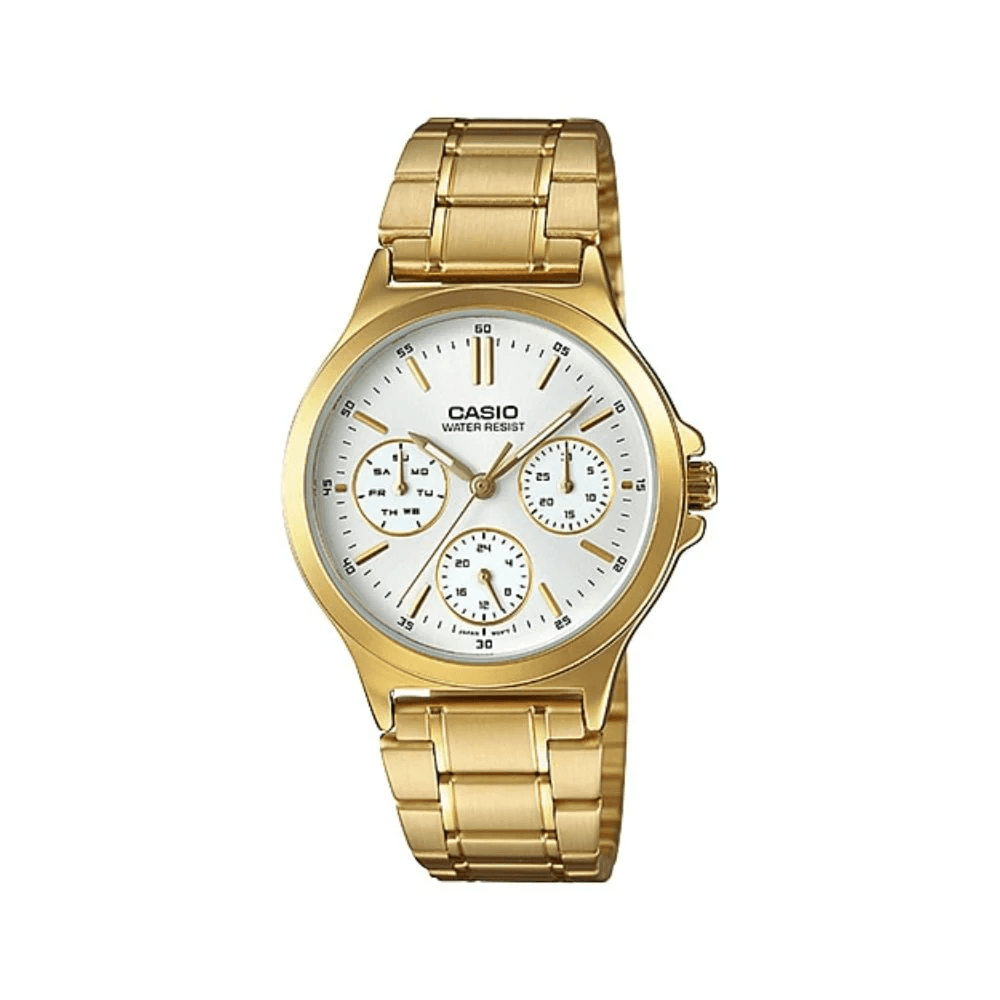WW1229 Casio Enticer Multifunction Golden Ladies Chain Watch LTP-V300G-7AUDF