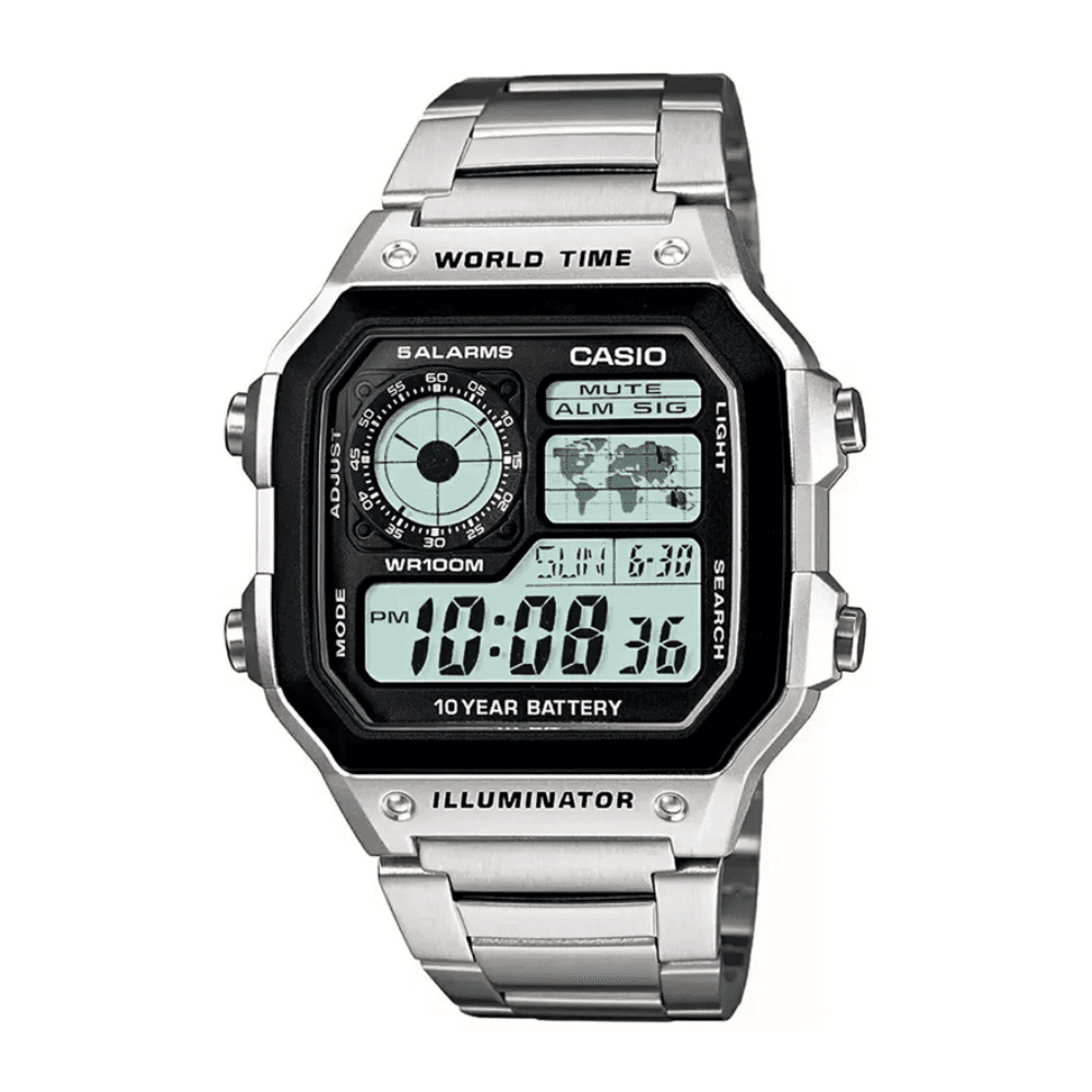 Casio World Time Illuminator Chain Watch AE-1200WHD-1AVDF
