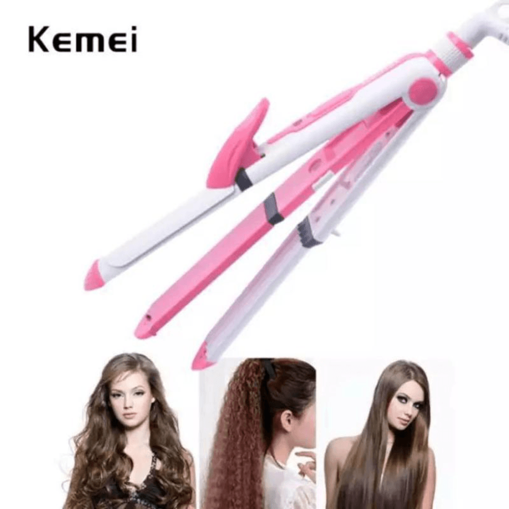Kemei KM-1213 3 in1 Hair Straightener and Hair Curler