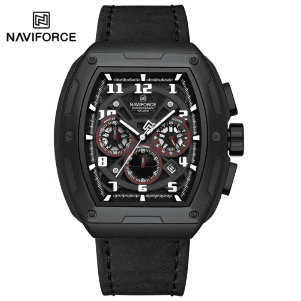 Naviforce NF8053 Brand Watch for Men Chronograph Genuine Leather Fashion
