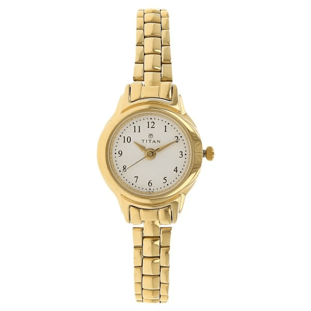 Titan Quartz Analog White Dial Stainless Steel Strap Watch for Women (2401YM01)