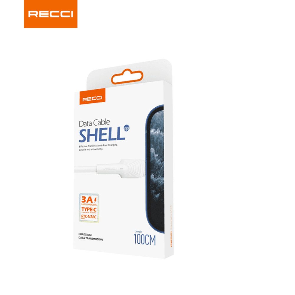 Recci RTC-N26C Wave Series 100cm Data Cable, USB-A to Type-C