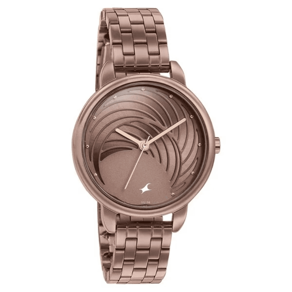 Fastrack 6282QM01Stunners Brown Dial Stainless Steel Watch for Girls