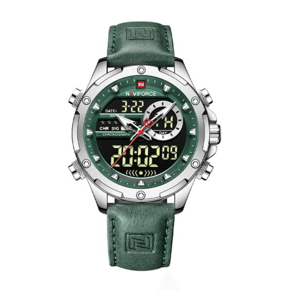 NAVIFORCE NF9208 PU Leather Dual Time Wrist Watch