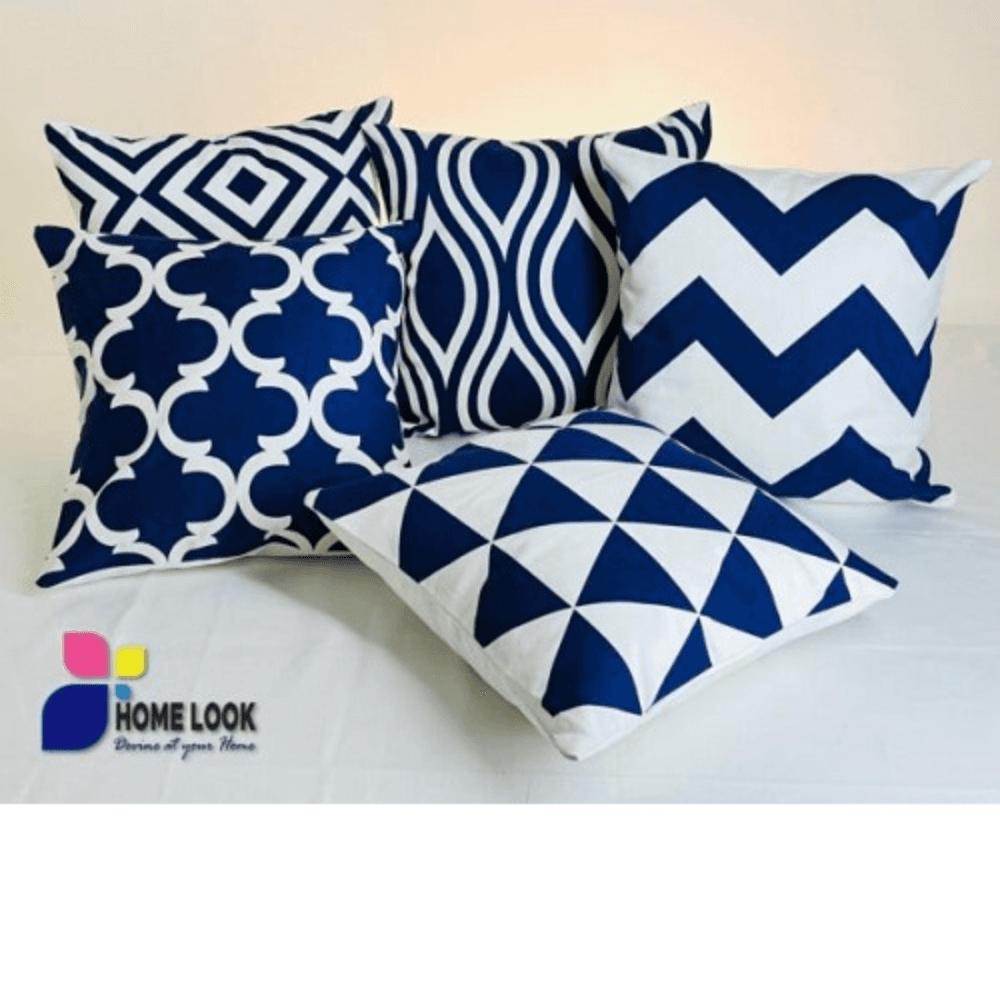 Chevron Navy Blue Cushion Cover Set