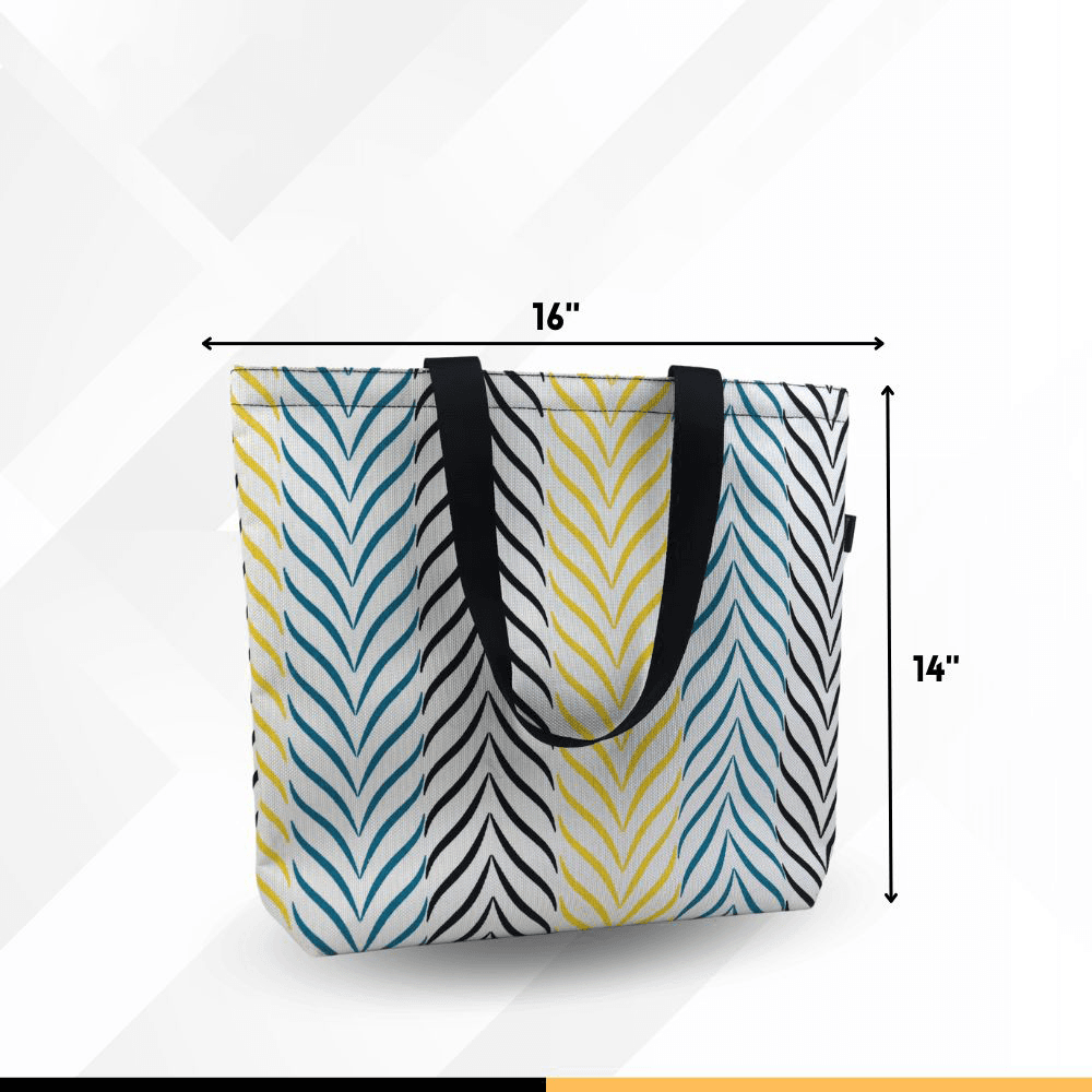 Canvas Tote Bag with Zipper, Multicolor, (14"x16")