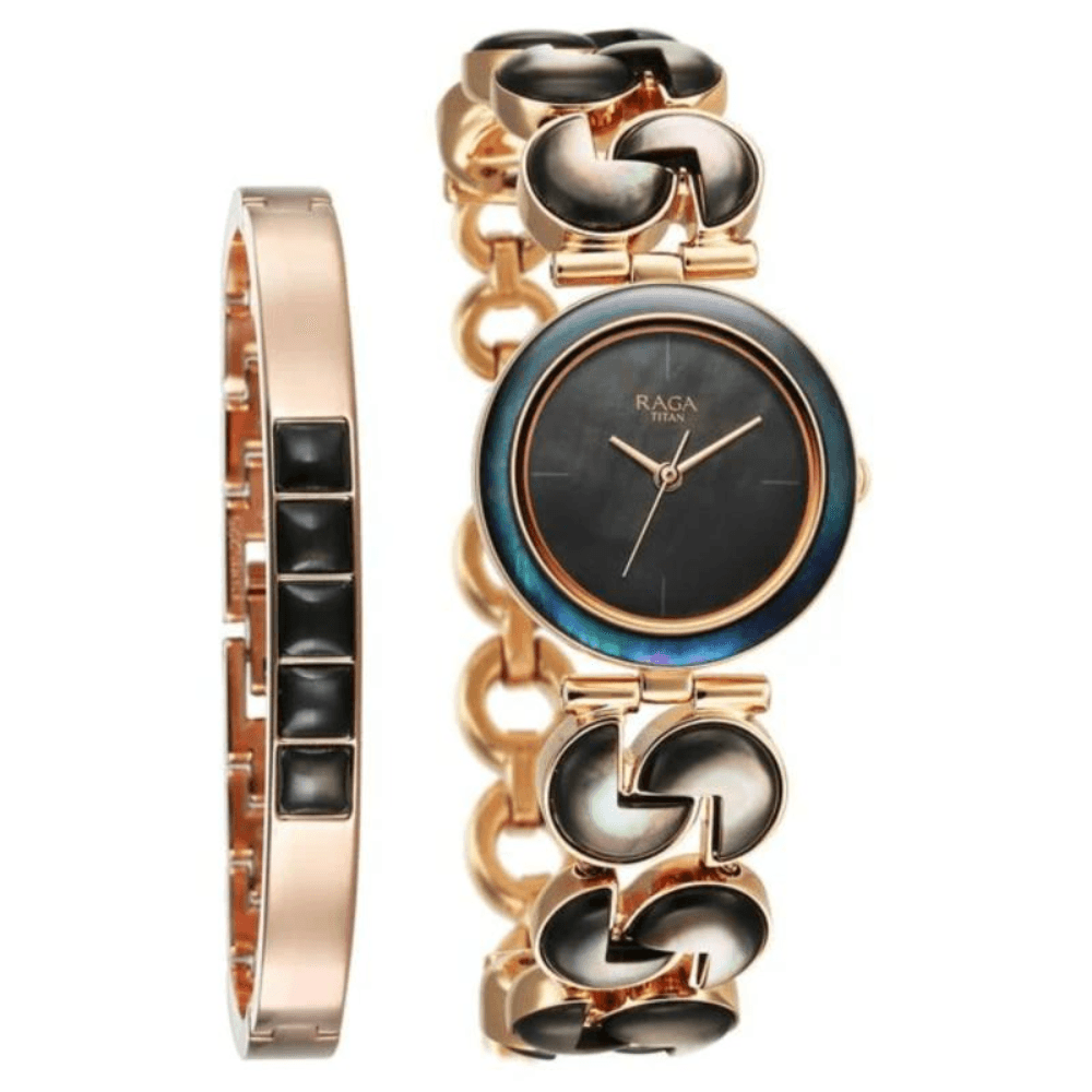 Titan Raga Black Pearl Mother Of Pearl Dial Quartz Watch For Women  (95233WM02)