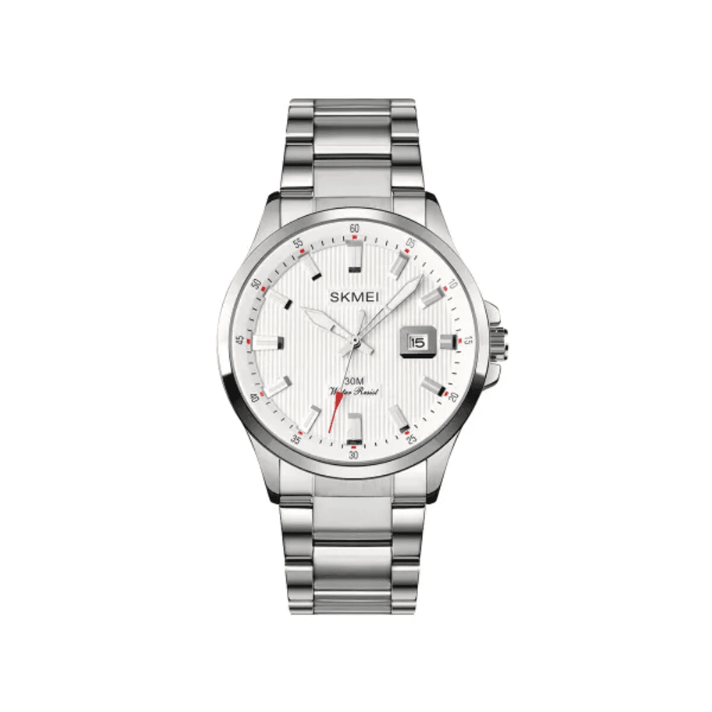 SKMEI 1654 Classic Luxury Exquisite Dial Multifuncional Impermeable Business High-end Fashion Men’s Quartz Watch- Silver