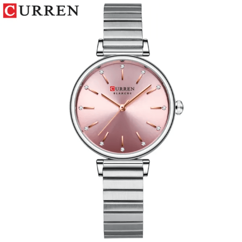 Curren 9081 Quartz Wristwatches for Women – Silver & Pink