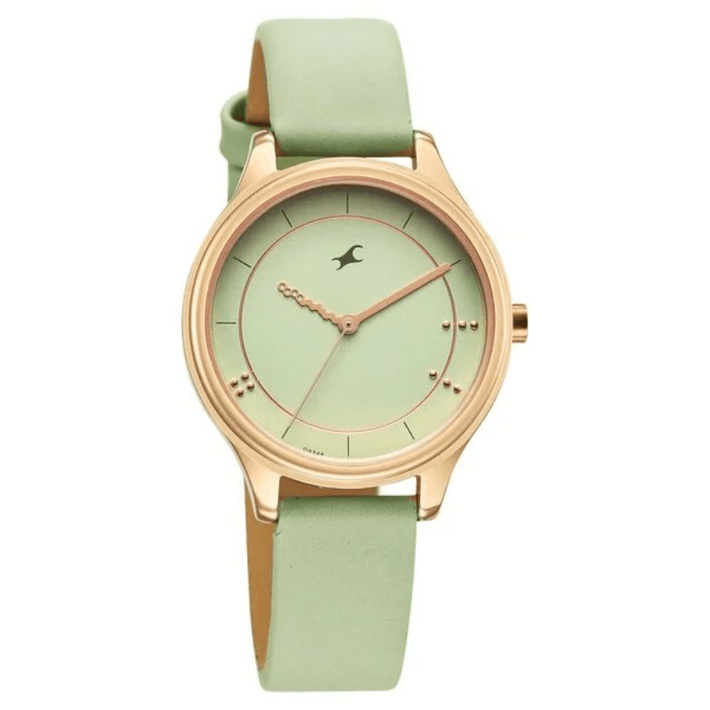 Fastrack 6296WL02 Stunners Analog Green Dial Leather Watch For Girls