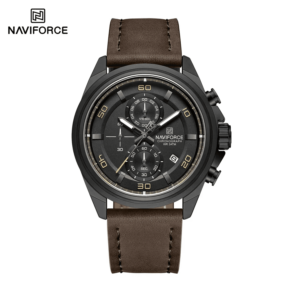 NAVIFORCE 8075 Casual Fashion Watches for Man Luminous Date Display Genuine Leather Band Male