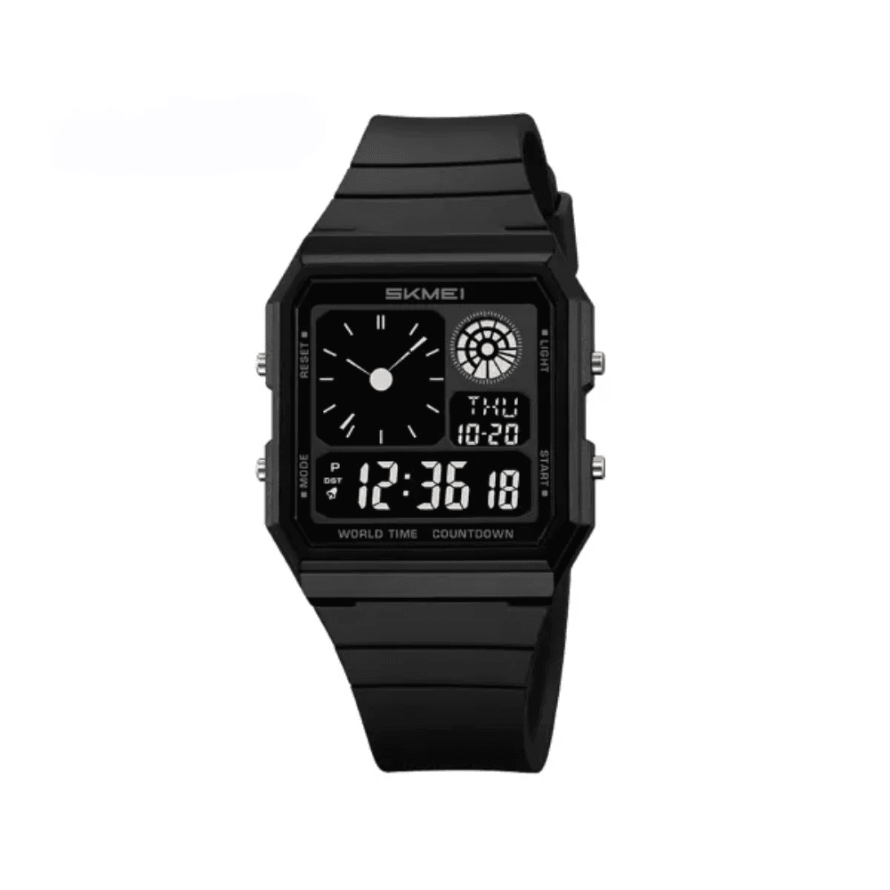 SKMEI 2347 Multifunctional Water-proof Ultra thinness 35.8mm dial Sports watch- Black