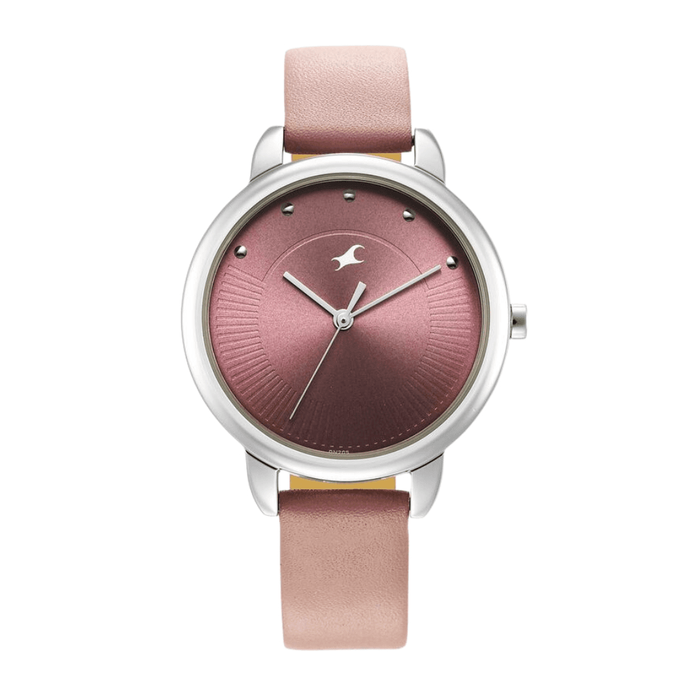 Fastrack Stunners Quartz Analog Purple Dial Leather Strap Watch for Girls (6282SL02)