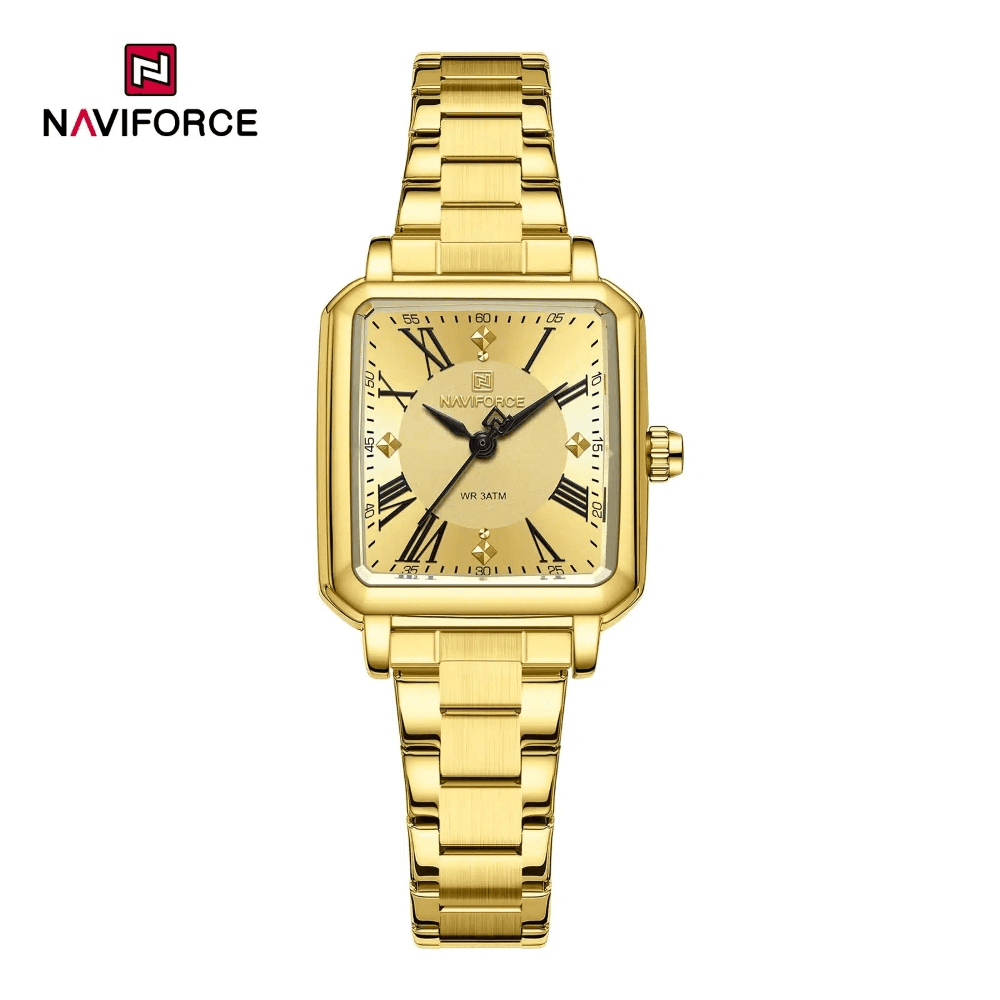 NAVIFORCE 5065 Golden Quartz Analog Stainless Steel Watch For Womens