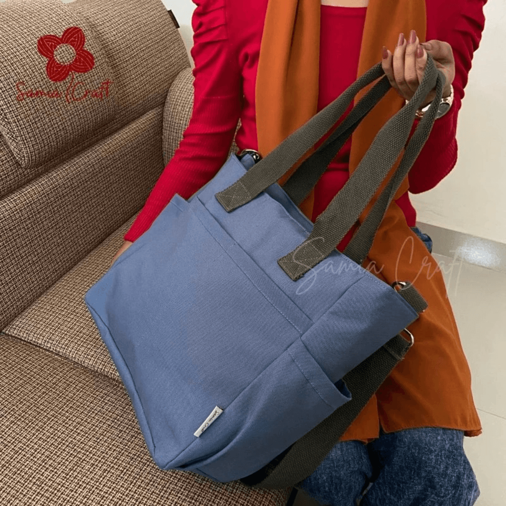 Blue Color Large Shoulder Bag With Long Strap