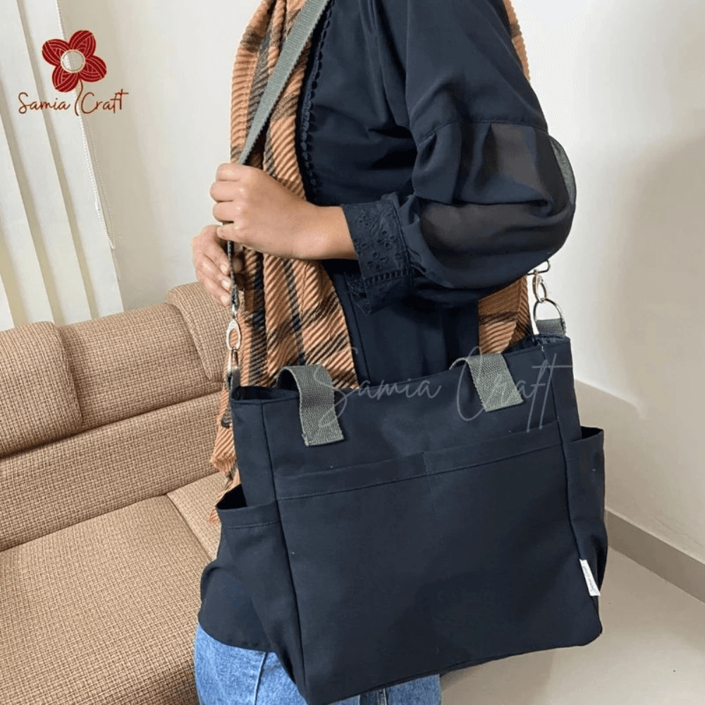 Black Color Large Shoulder Bag With Long Strap