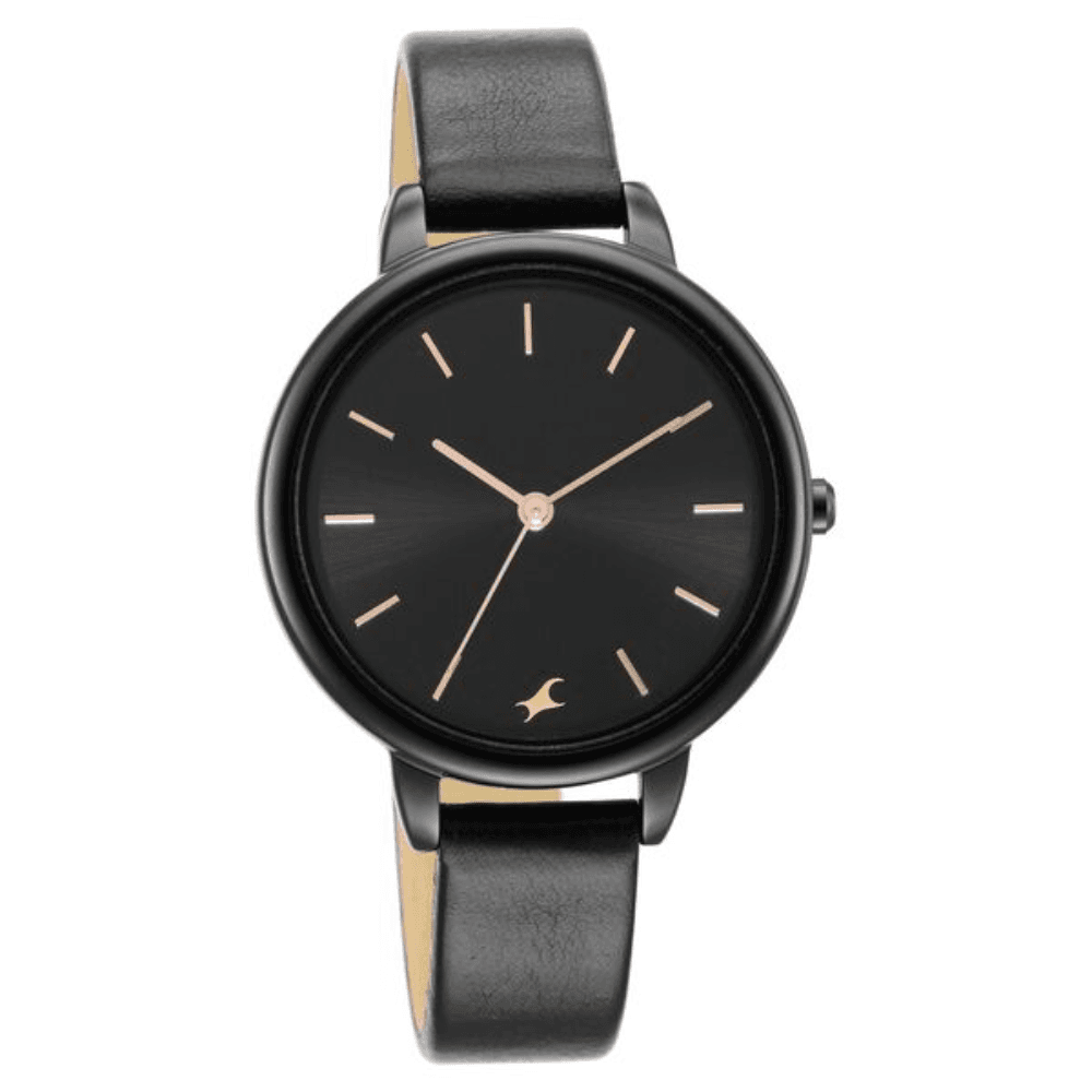 Fastrack 6234NL01 Glitch Analog Black Dial Leather Strap Watch for Girls