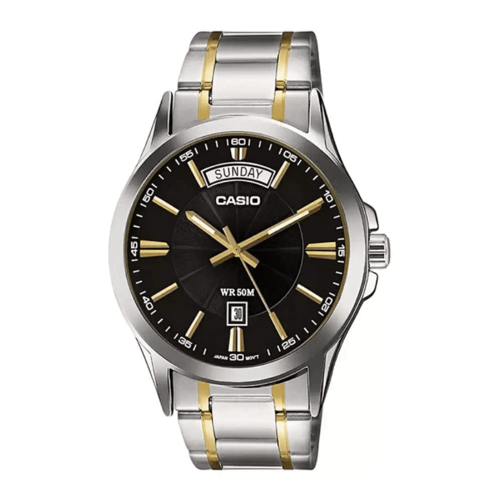 Casio Enticer Day Date Two Tone Chain Watch