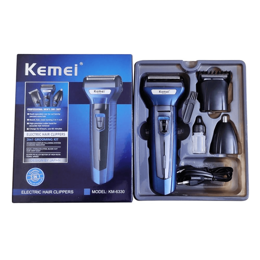 Kemei KM-6330 (3 in 1) Shaver, Hair ,Beard And Nose Trimmer
