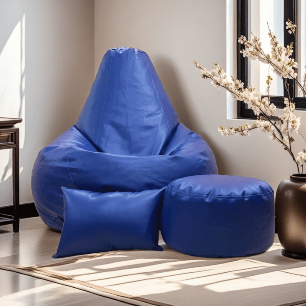 LAZY DUDE XXXL Water Drop Shaped Lazy Bean Bag - Color Deep Blue