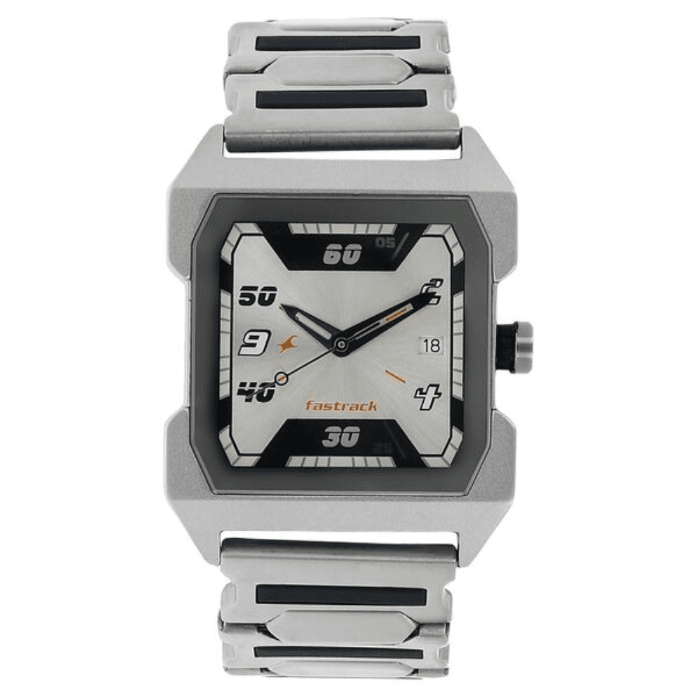 Fastrack Quartz Analog Silver Dial Stainless Steel Strap Watch for Guys (1474SM01)