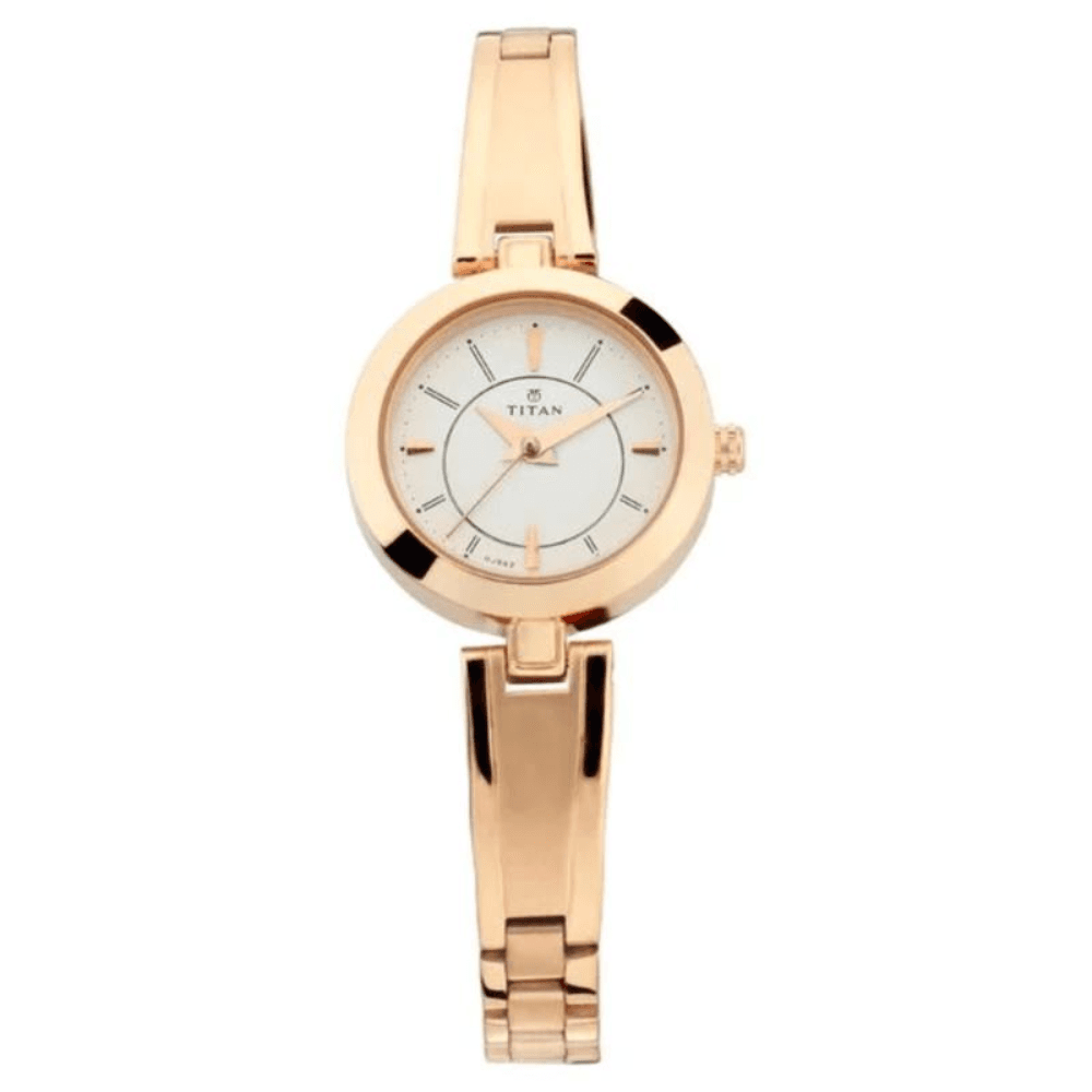 Titan Quartz Analog Silver Dial Metal Strap Watch for Women (2598WM01)