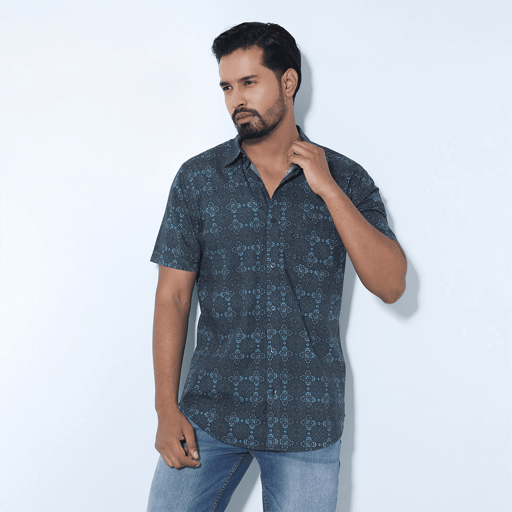 MENS SHORT SLEEVE CASUAL SHIRT - SLIM FIT