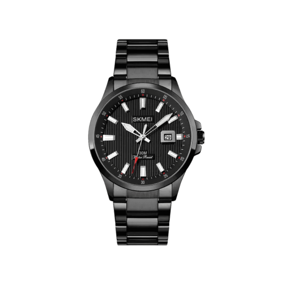 SKMEI 1654 Classic Luxury Exquisite Dial Multifuncional Impermeable Business High-end Fashion Men’s Quartz Watch- Black