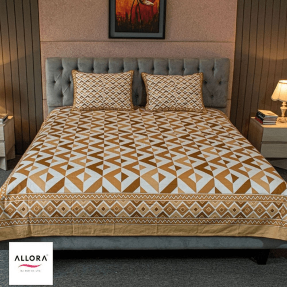 Allora Pattern Play Printed Bed sheet – Brown Magic