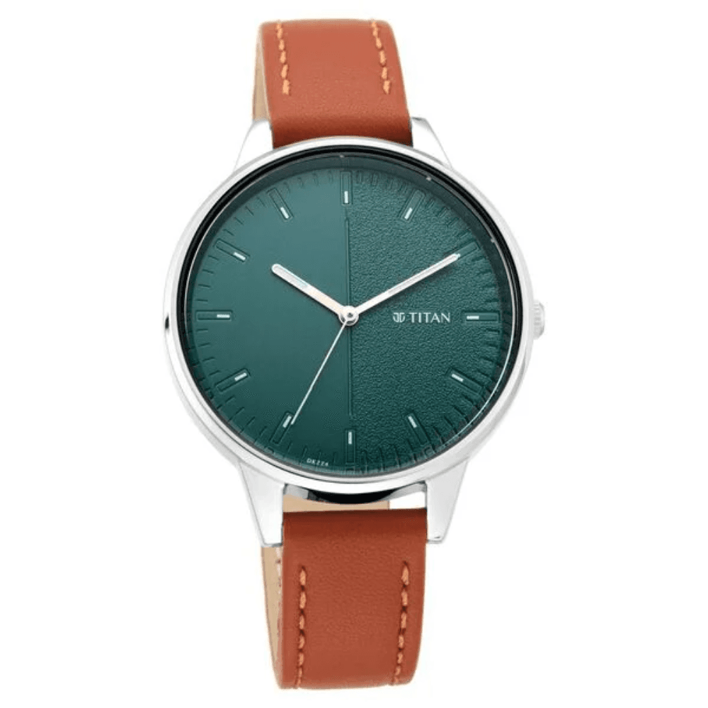 Titan Women's Precision Simplicity Watch: Grey Gradient Dial with Leather Strap (2648SL01)