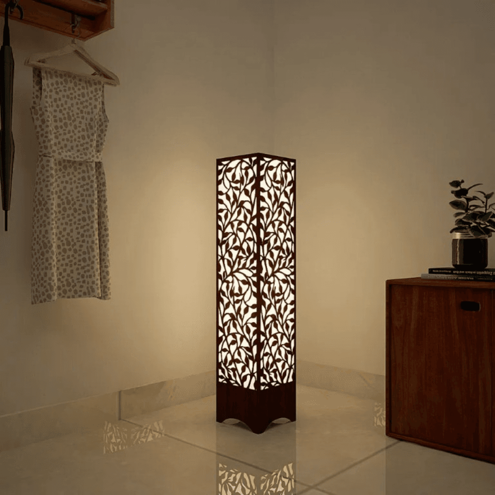 Ednfy Tall Wooden Lamp | Minimalist Scandinavian Floor Light | Warm Glow Pine Wood Lighting for Living Room, Bedroom & Office Decor (LL-114)